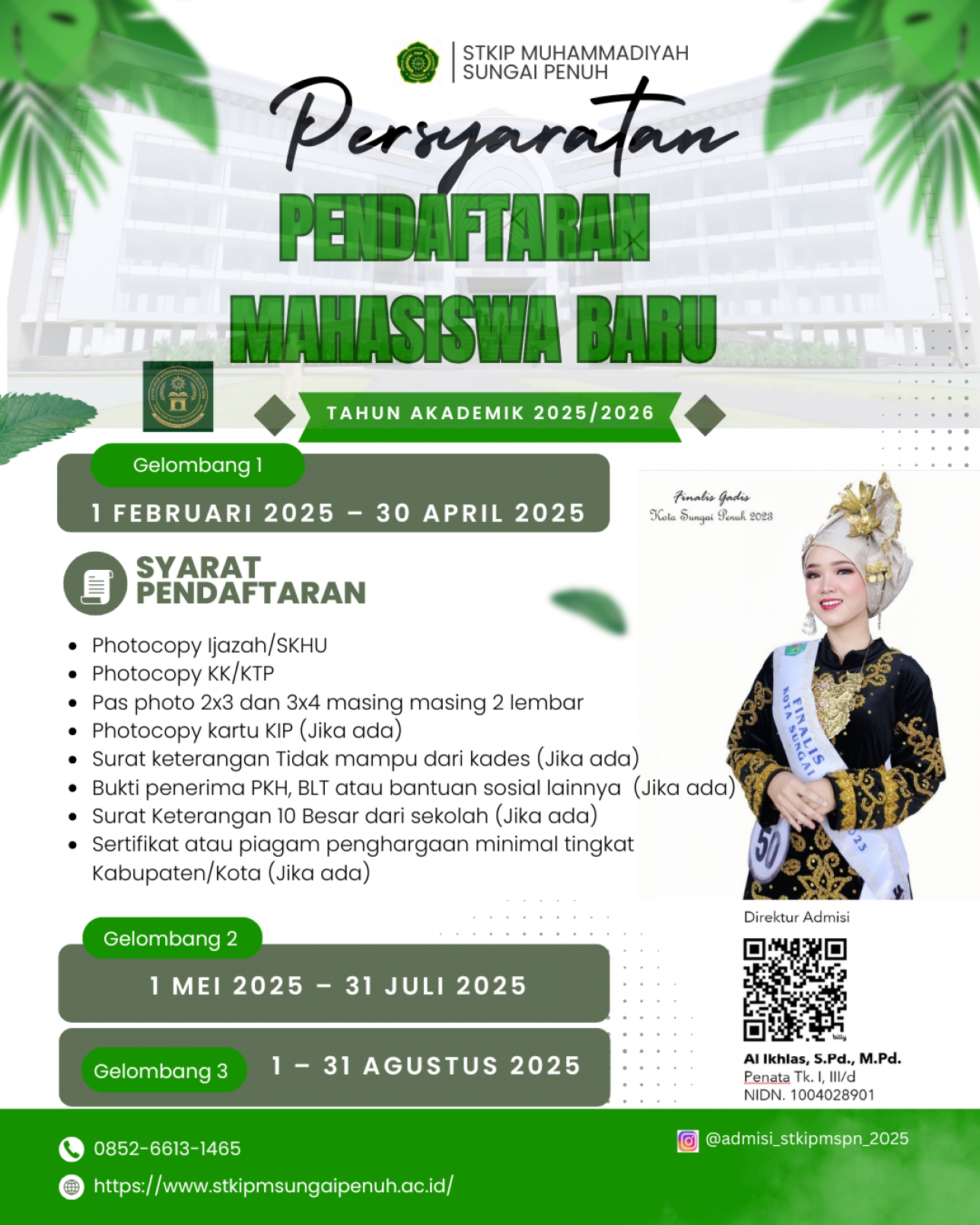 Segera lengkapi seluruh kebutuhan perkuliahan Anda sebagai calon mahasiswa baru STKIP Muhammadiyah Sungai Penuh. Jangan lewatkan program potongan biaya SPP yang tersedia dalam periode terbatas ini.