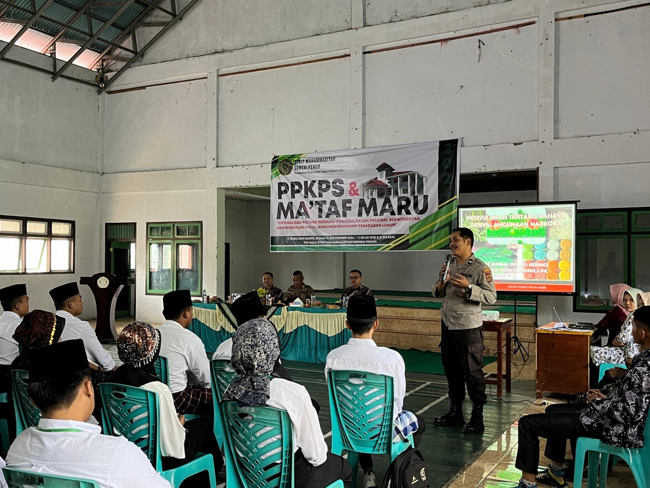 SAT BINMAS POLRES KERINCI Gelar Penyuluhan Bahaya Narkoba di STKIP Muhammadiyah Sungai Penuh